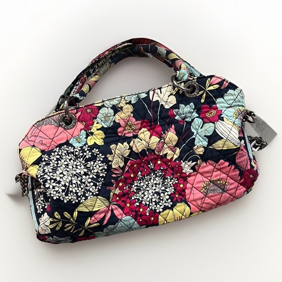 Vera Bradley Happy Snails Quilted Satchel Floral Shoulder Chain Bag Cottagecore - Picture 1 of 11